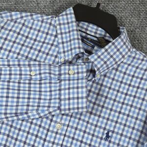 Ralph Lauren Men's Performance Gingham Button Down Shirt Large Blue White